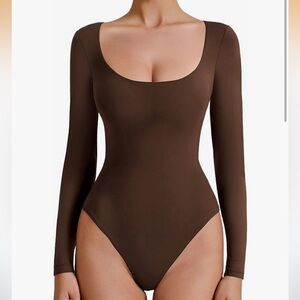 Long Sleeve Body Suits Womens Scoop Neck Bodysuit
